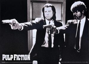 Metalni znak Pulp Fiction - Black and White Guns, (40 x 30 cm)