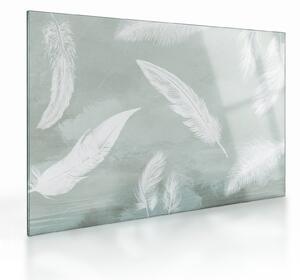 Staklena slika - Bijelo perje (70x50 cm)