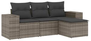VidaXL 4-dijelni set vrtnih sofa od poliratana s jastucima sivi