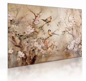 Staklena slika - Vintage slika ptica II. (70x50 cm)