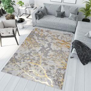 Jednostavan moderan tepih u sivoj boji sa zlatnim motivom Širina: 200 cm | Duljina: 300 cm