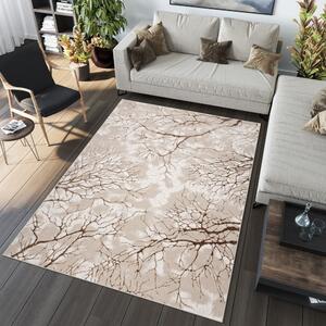 Jednostavan moderan tepih bež boje sa smeđim motivom Širina: 140 cm | Duljina: 200 cm