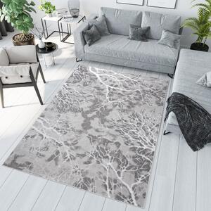 Jednostavan moderan tepih u sivoj boji s bijelim motivom Širina: 120 cm | Duljina: 170 cm