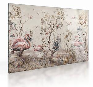 Staklena slika - Crtanje flaminga (70x50 cm)