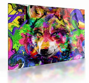 Staklena slika - Vuk s grafitima (70x50 cm)
