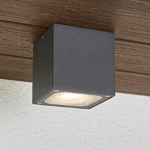 Lucande LED stropna svjetiljka Tanea, 10x10 cm, tamno siva, IP54, Sivo, Metal