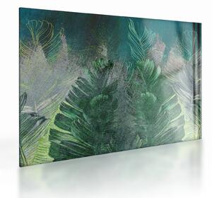 Staklena slika - Betonska tekstura s lišćem (70x50 cm)