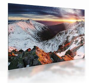 Staklena slika - Zimska planinska panorama (70x50 cm)