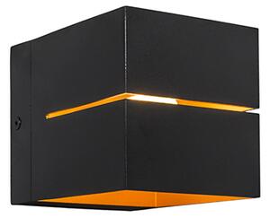 Set od 2 moderne zidne lampe crne sa zlatnom unutrašnjosti 9,7 cm - Transfer Groove