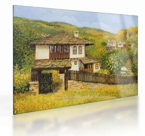 Staklena slika - Vikendice ljeti (70x50 cm)