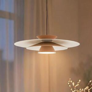 Lucande LED visilica Livie, bež, aluminij, Ø 50 cm, prigušiva, Bež, Dnevni boravak/blagovaonica, Aluminij