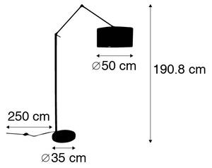 Moderna podna svjetiljka crna platnena sjenilo narančasta 50 cm - Urednik