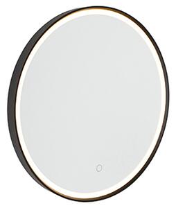 Ogledalo za kupaonicu crno 50 cm, uključujući LED s prigušivačem na dodir - Miral