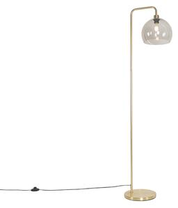 Moderna podna svjetiljka od mesinga s dimnim staklom - Maly