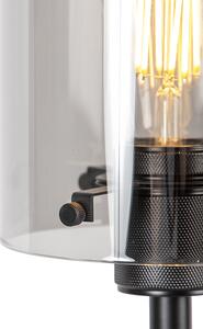Dizajn podne svjetiljke crne boje s dimnim staklom - Dome