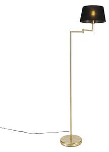 Klasična podna svjetiljka od mesinga s podesivim crnim hladom - Ladas