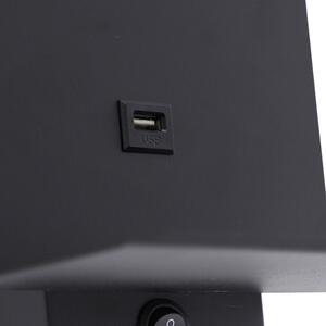 Moderna zidna svjetiljka crna s USB vezom - Flero