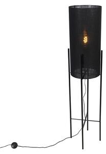 Dizajn podne svjetiljke crna lanena sjena crna - Rich