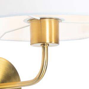 Klasična zidna svjetiljka zlatna tkanina sjenilo bijela - Cas