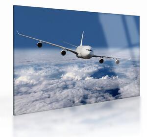 Staklena slika - Avion u oblacima (70x50 cm)
