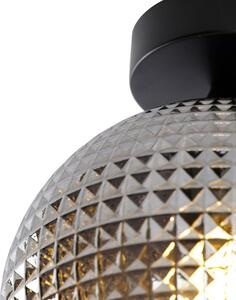 Art Deco stropna svjetiljka crna s dimnim staklom - Sfera