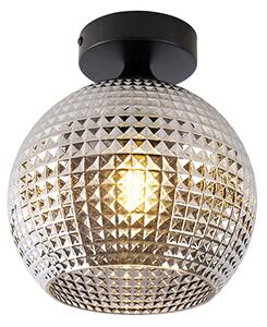 Art Deco stropna svjetiljka crna s dimnim staklom - Sfera