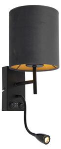 Pametna zidna svjetiljka crna s baršunastim tamno sivim sjenilom uključujući WiFi A60 - Stacca