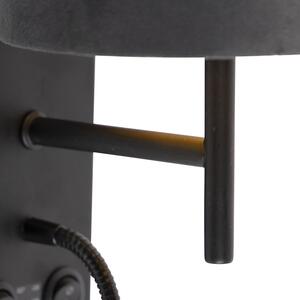 Art Deco zidna svjetiljka crna s baršunom tamno sive sjene - Stacca