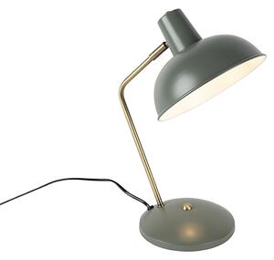 Retro stolna lampa zelena s broncom - Milou