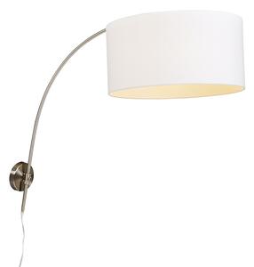 Moderna zidna lučna svjetiljka čelik s bijelom sjenilom 50/50/25 podesiva