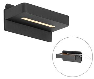 Moderna zidna svjetiljka crna uklj. LED s USB-om - Ted