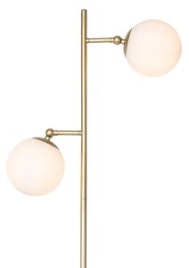 Art Deco podna svjetiljka zlatna s matiranim staklom 2 svjetla - Pallon