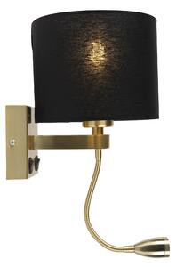 Art deco zidna svjetiljka zlatna s USB-om i crnom hladom - Brescia