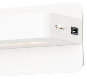 Moderna zidna svjetiljka bijela uklj. LED s USB-om - Ted