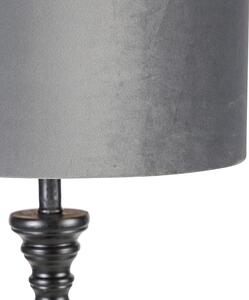 Klasična podna svjetiljka crna sa sivim sjenilom 40 cm - Classico