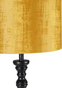 Podna svjetiljka crna sa zlatnom sjenilom od tkanine 40 cm - Classico