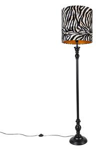 Podna svjetiljka crna s hladom zebra dizajn 40 cm - Classico