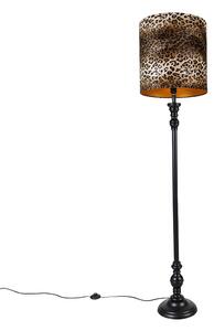 Podna svjetiljka crna s hladom leopard 40 cm - Classico