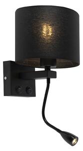 Moderna zidna svjetiljka crna s crnom hladom - Brescia