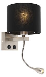 Moderna zidna svjetiljka čelik s crnom hladom - Brescia