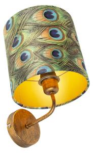 Vintage zidna svjetiljka zlatna s hladom baršun 20/20/20 paun - Matt