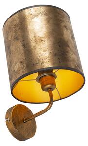 Vintage zidna svjetiljka zlatna s brončanim baršunastim hladom - Matt