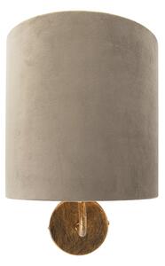 Vintage zidna svjetiljka zlatna s taupe baršunastom sjenilom - Matt