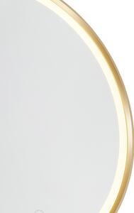 Okruglo kupaonsko ogledalo zlatno 50 cm, uključujući LED s prigušivačem na dodir - Miral