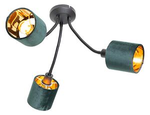 Moderna stropna svjetiljka crna sa zelenim sjenilom 3 svjetla - Merwe