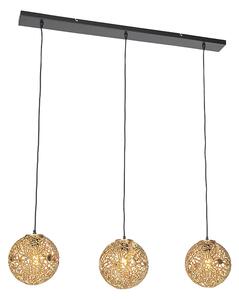 Art Deco viseća svjetiljka zlatna izdužena 3-svjetla - Maro