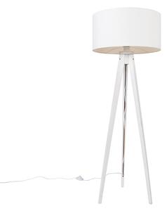 Moderna podna svjetiljka stativ bijeli s bijelom sjenilom 50 cm - Tripod Classic