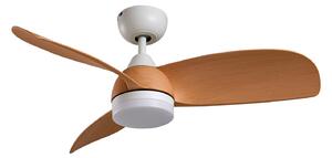 Enon LED stropni ventilator, bijela/drveni efekt, DC, tih – Lindby Lindby, Enon, prigušiv, Bijela, Dnevna soba, Metal, Moderan