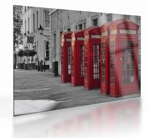 Staklena slika - Telefonske govornice u Londonu (70x50 cm)