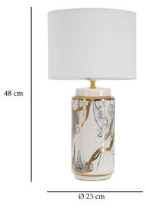 Bijela/u zlatnoj boji stolna lampa keramička s tekstilnim sjenilom (visina 48 cm) Glam Abstract – Mauro Ferretti